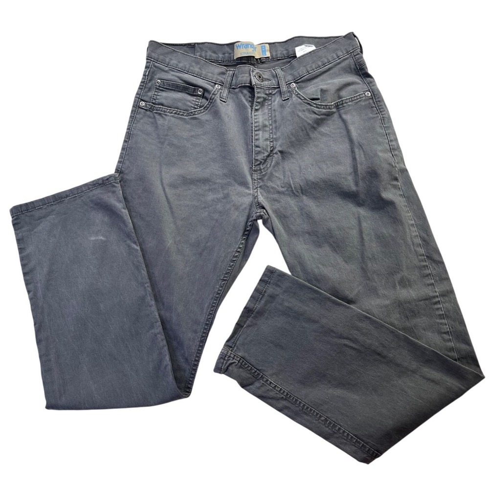 Wrangler Straight Fit Flex Jeans Gray Mens 31x30 Stretch Workwear Grunge